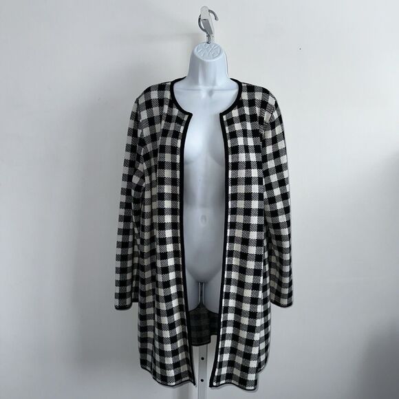 Talbots Buffalo Check Cardigan Sweater Women's Plus 1X NWT Plaid Wool Blend Open - Picture 11 of 13